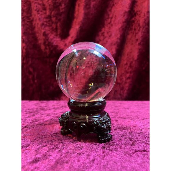 Vintage Curiosities - Crystal Ball with Carved Wood Dragon Head Stand - Medium - Picture 5 of 8